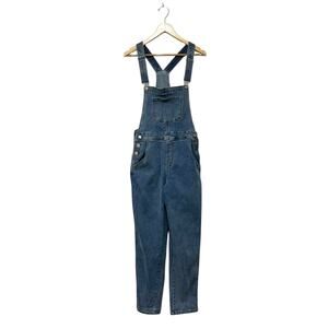 Women’s Overalls Blue Jean Denim Stretch Distressed Pockets Size Small